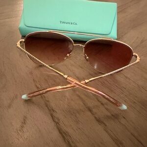 Tiffany & Co. Women's Gold Frame Sunglasses with Brown Gradient Lenses